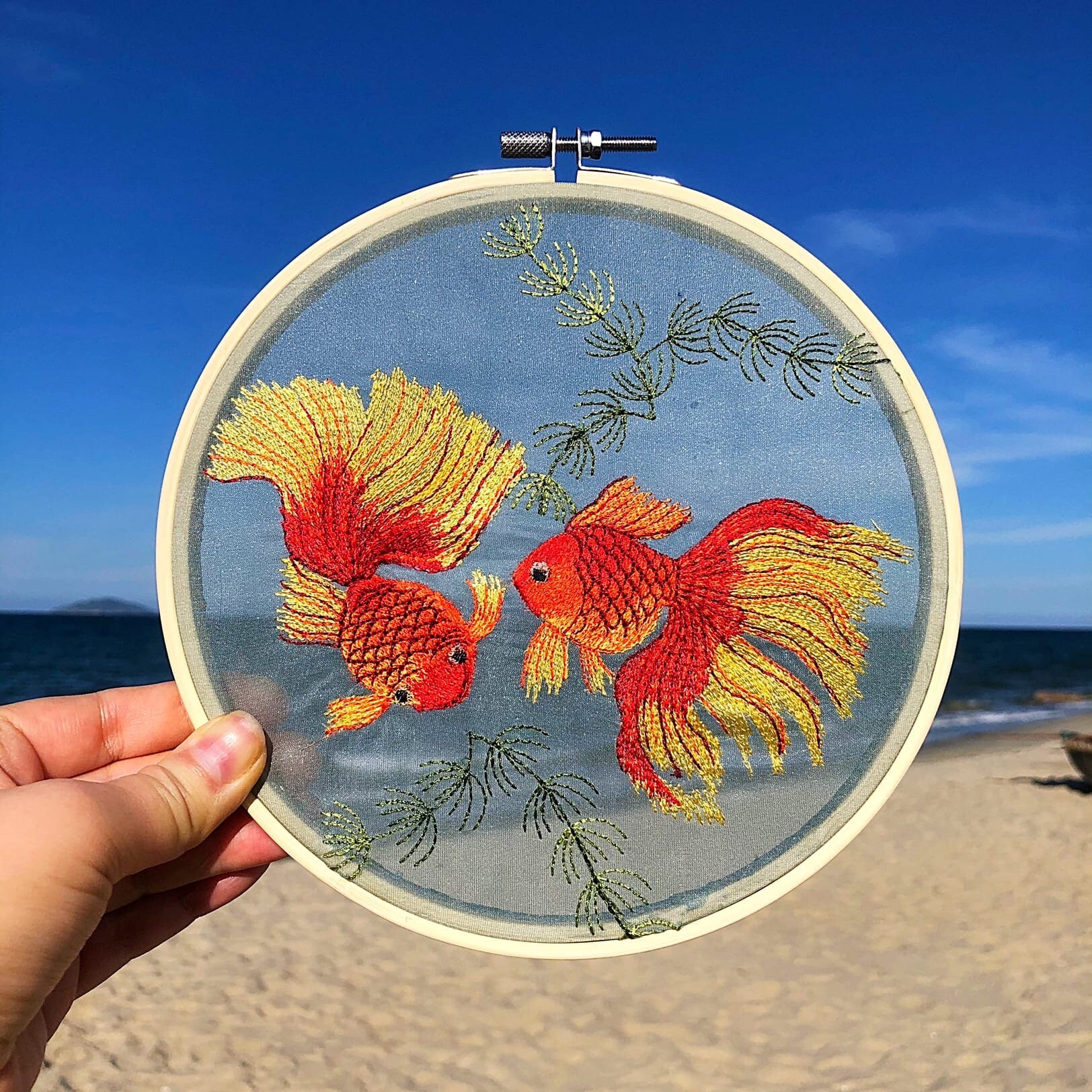 Goldfish Machine Embroidery Design in the Art Surface Etsy