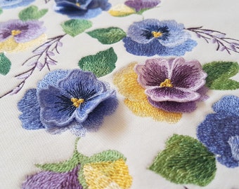 Flower violet digital embroidery pattern Viola tricolor Garden pansy design Pansy machine embroidery design