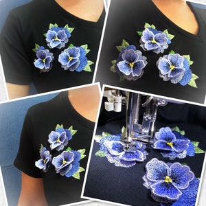 Machine Embroidery Design Pansies flower 3D machine embroidery pattern Digital Embroidery design