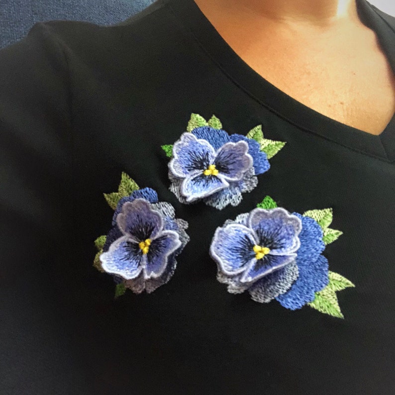 Machine Embroidery Design Pansies flower 3D machine embroidery pattern Digital Embroidery design