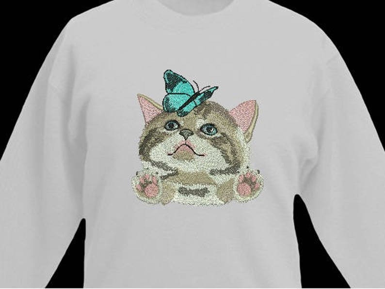 Machine embroidery design cat kitty butterfly animal  etsy Machine embroidery design cat kitty butterfly animal  etsy