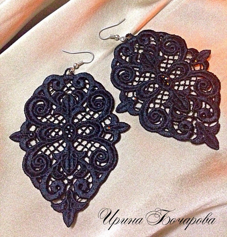 Free Standing Lace Machine Embroidery Design Earrings Jewelry Etsy