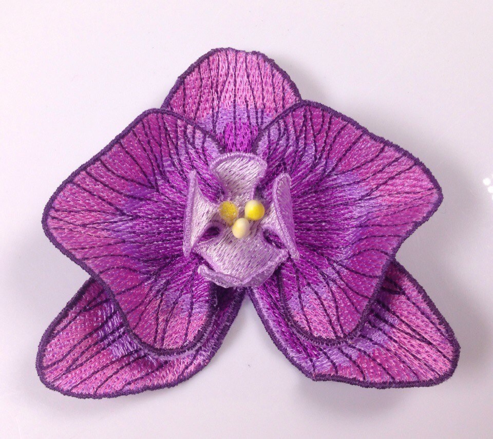 3D Applique Flower Machine Embroidery Design Orchid Brooch Etsy