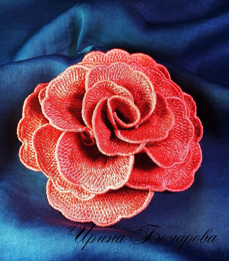 Machine embroidery design fsl rose flower brooch hairpin lace  etsy Machine embroidery design fsl rose flower brooch hairpin lace  etsy