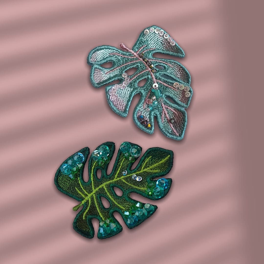 Fsl monstera leaf brooch machine embroidery design lace  etsy Fsl monstera leaf brooch machine embroidery design lace  etsy