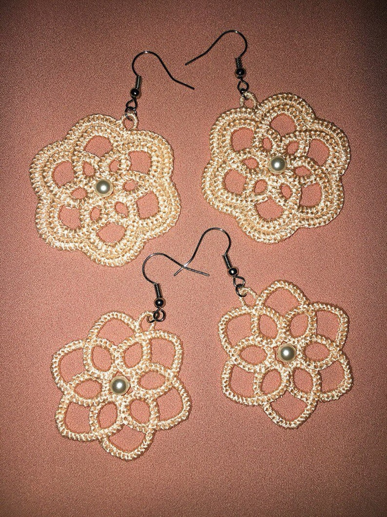 FSL Machine Embroidery Design Earrings Set Tatting Lace Etsy