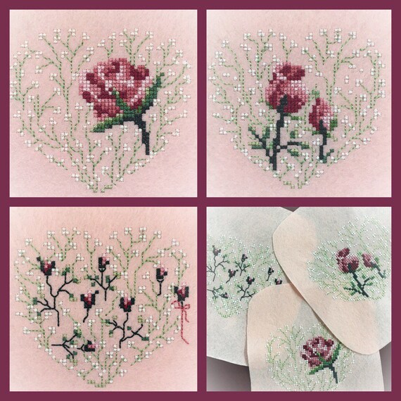 Machine Embroidery Design Rose Set Cross stitch French knot Etsy