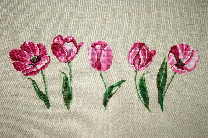 Machine Embroidery Design Tulips Set Cross Stitch Pattern Etsy