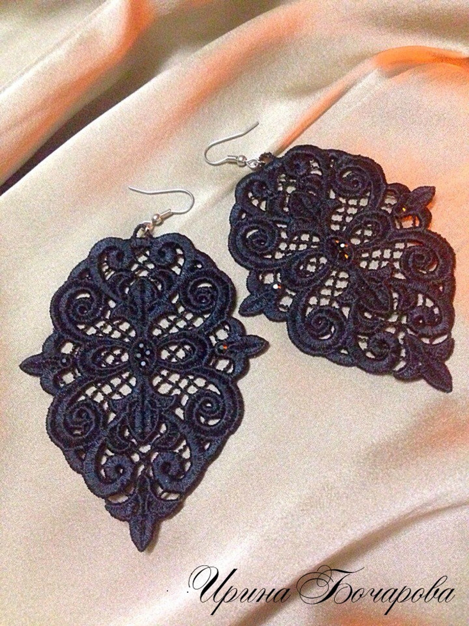 Free Standing Lace Machine Embroidery Design Earrings Jewelry Etsy