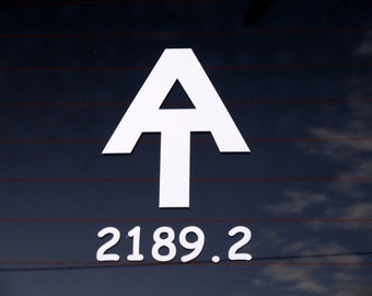 Appalachian Trail logo and mileage decal - car windows, laptop