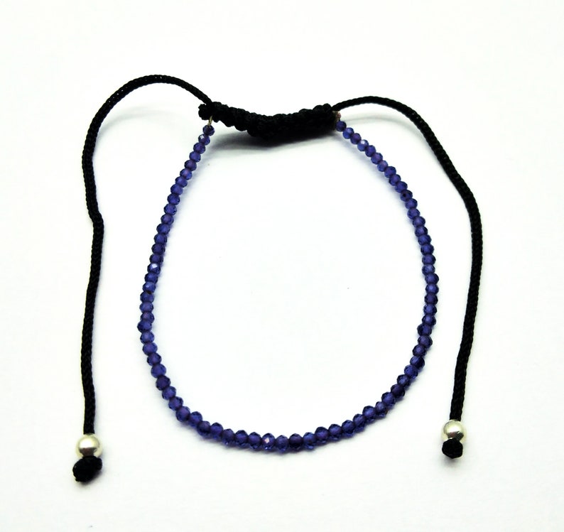 Loose Gemstone Amethyst Quartz Bracelet Adjustable 2 mm BB03 Rondelle /& Faceted 7 Inch Long