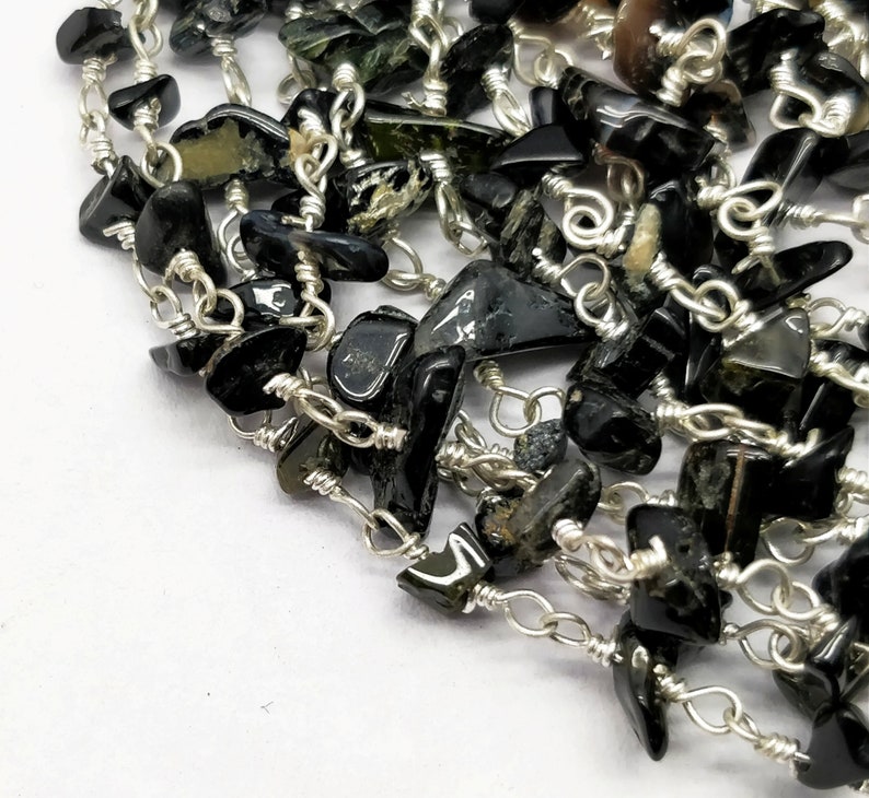 100/% Top Quality 10 Feet Rosary Beads Chain Black Spinel 5x3-11x7 mm,Fancy /& Smooth Silver Plating SE129