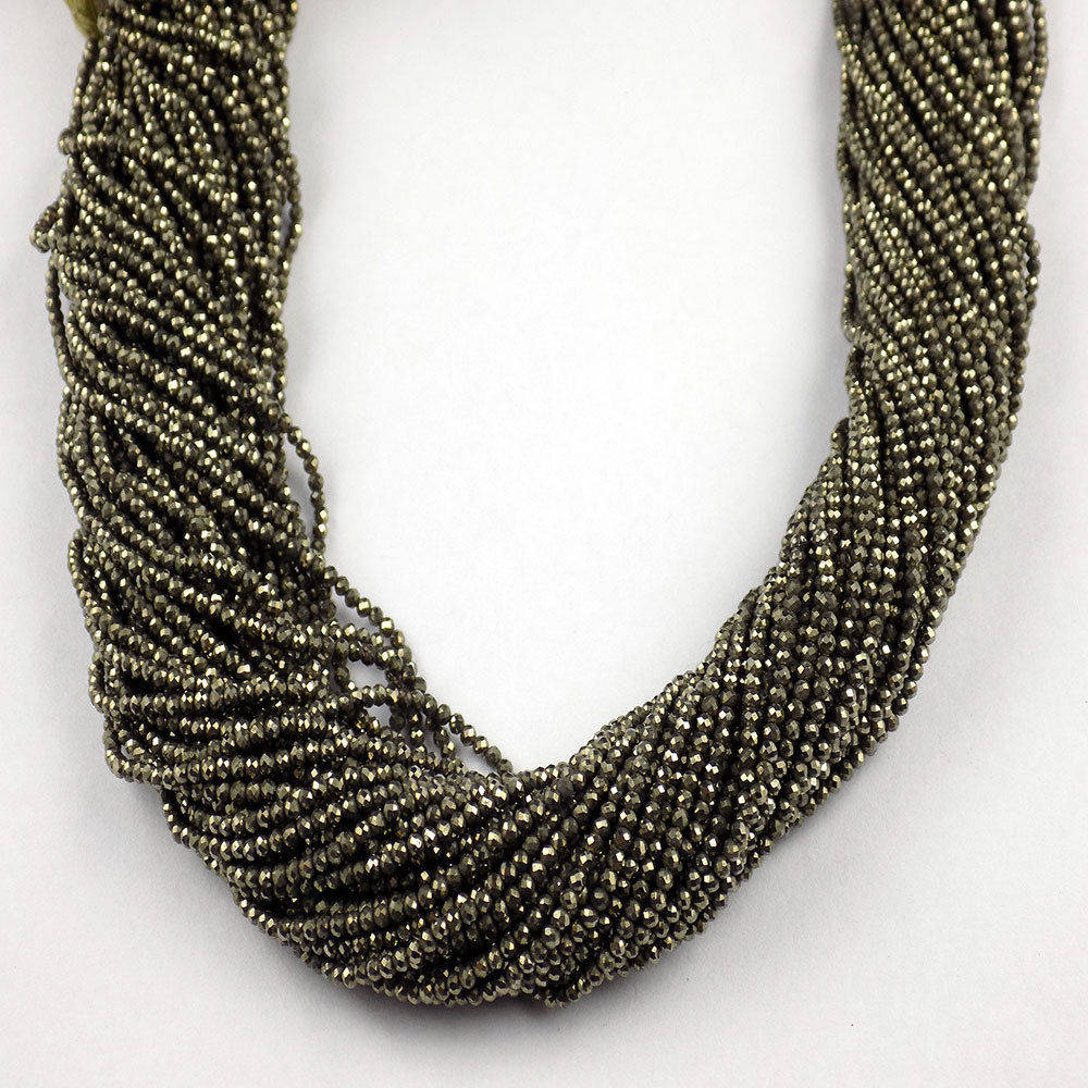 Natural Pyrite Gemstone Rondelle Shape Faceted Beads 3X3 mm Strand 13" EB-276 
