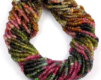 1 Strand Multi Tourmaline Gemstone Rondelle 2.5-3mm 13" Long, Faceted Rondelle Gemstone Beads