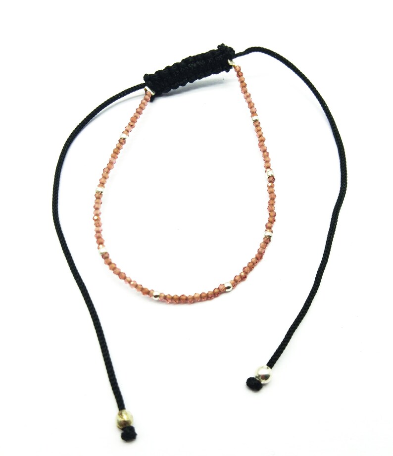 BB13 Rondelle /& Faceted 7 Inch Long Loose Gemstone Hessonite Garnet Bracelet Adjustable 1 mm