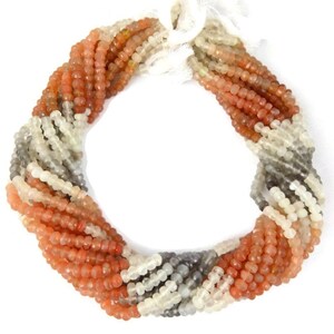 1 Strand Amazing Quality Multi Moonstone Faceted Rondelle Beads 3.5-4mm 13.5 inch long Strand