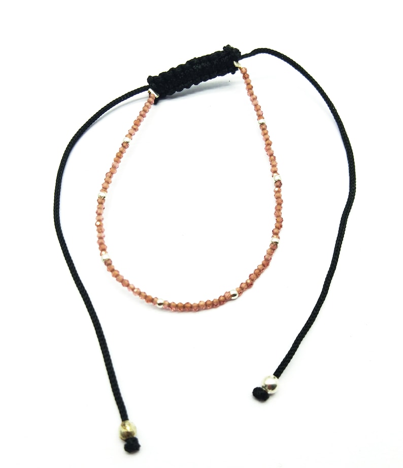 BB13 Rondelle /& Faceted 7 Inch Long Loose Gemstone Hessonite Garnet Bracelet Adjustable 1 mm