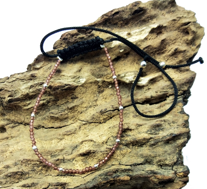 BB13 Rondelle /& Faceted 7 Inch Long Loose Gemstone Hessonite Garnet Bracelet Adjustable 1 mm