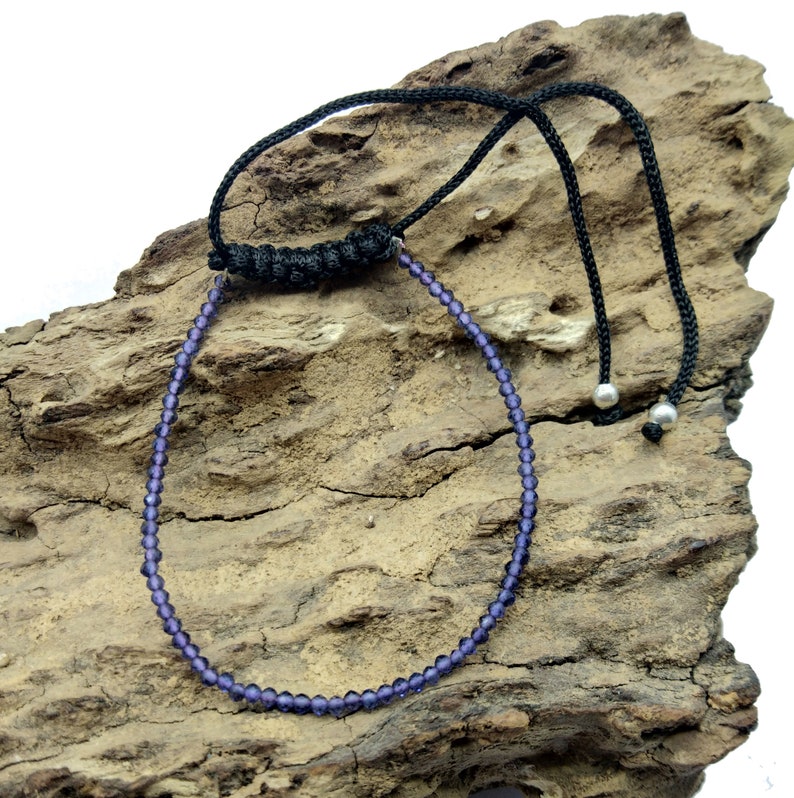 Loose Gemstone Amethyst Quartz Bracelet Adjustable 2 mm BB03 Rondelle /& Faceted 7 Inch Long