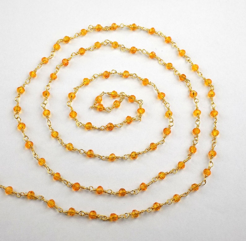 3 Feet Carnelian Hydro Beads Chain 3-4mm 24k Gold Plated Gemstone Bead