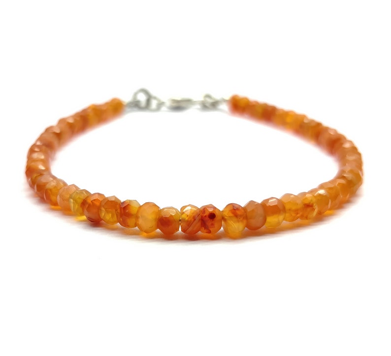 BR139 AAA+++ Super Quality Handmade Bracelet Carnelian 4 mm Rondelle Faceted Healing Gemstone energy holidays chakra 7 Inch Long