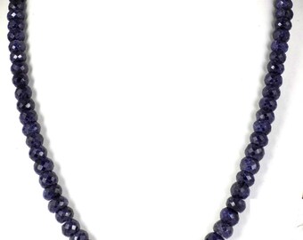 1 Strand Sapphire Corundum Rondelle Necklace Beads 6-10mm 18" Long