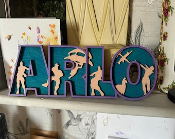Custom Gamer Name Sign – Battle Royale Plywood Decor