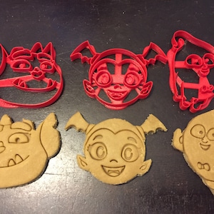 Vampirina Cookie Cutters 3 pack including Vee, Demi, and Gregoria. Throw a vampire Themed Birthday Party with your favorite characters.