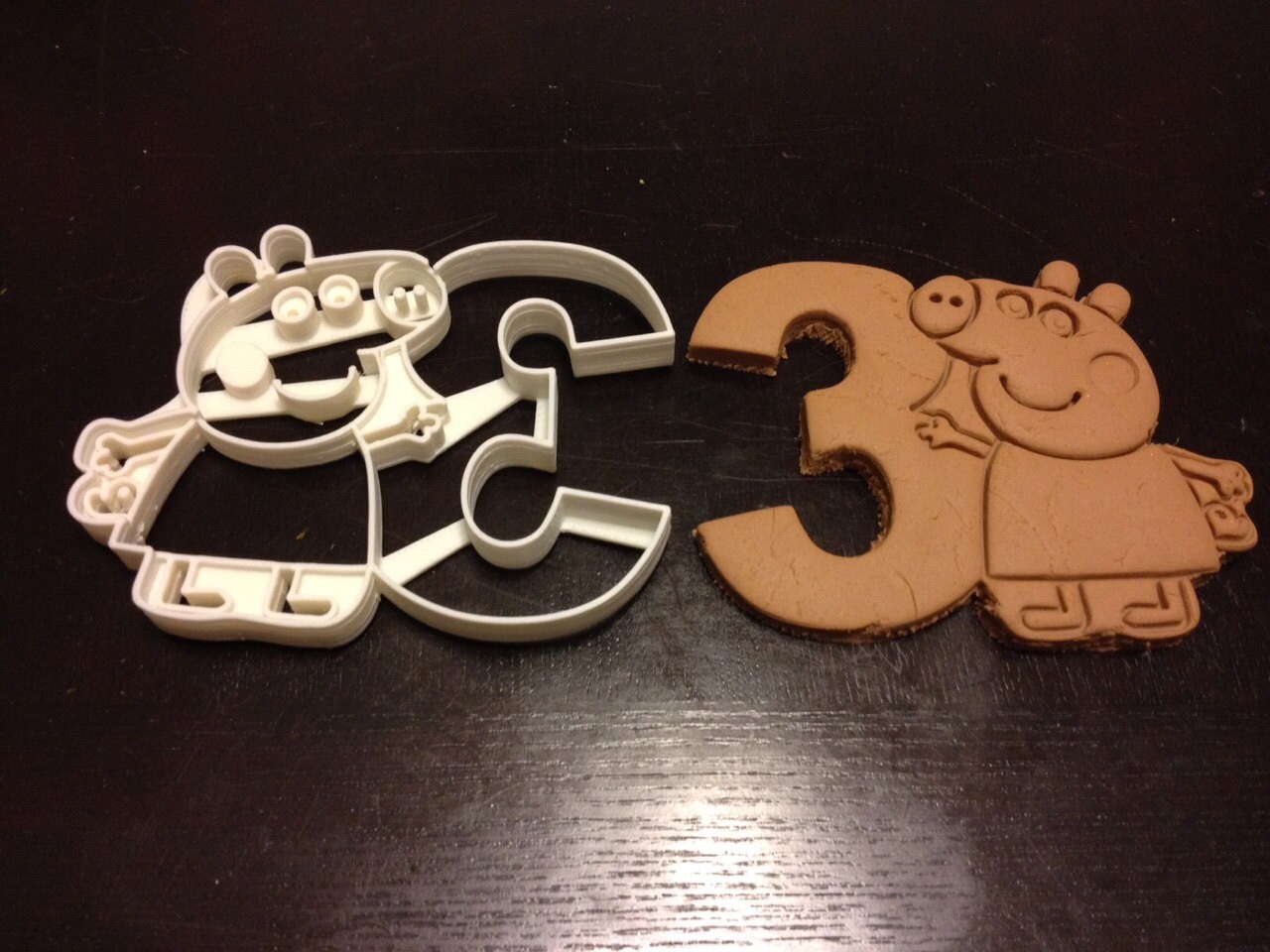 Peppa Pig Silhouette Cookie Cutter holding the number 3 Celebrate their 3rd year! Great for your kid/'s third birthday party