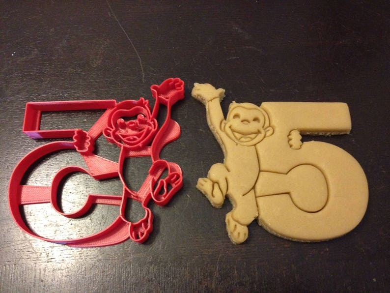 Curious George Cookie Cutter For Your 5th Year Birthday For Play-Doh Cookies Fondant Number Five 5th Year Curious George Party