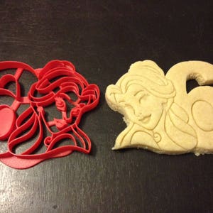 Belle Cookie Cutter with the number 6. Great for any sixth birthday party. Celebrate their 6th year with Beauty and the Beast cookies!