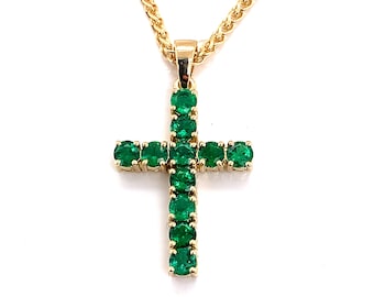 Emerald cross in 18ct yellow gold