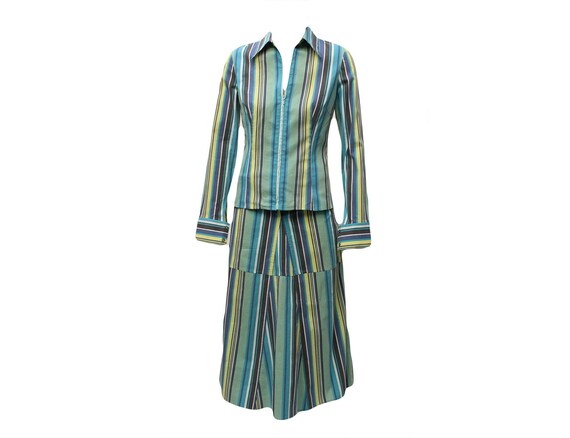 KENZO Jungle Striped Shirt and Wrap Skirt Set
