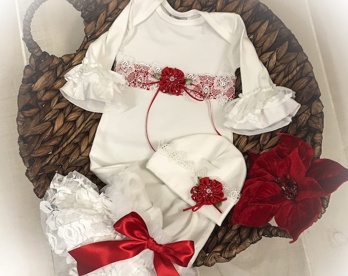 Newborn Girl Valentines Outfit, Baby Girl Coming Home Outfit