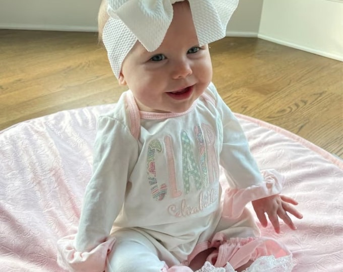 Personalized Newborn Girl Coming Home Outfit, Personalized Baby Girl Romper