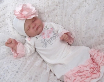 ruffle newborn gown