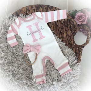 Baby Girl Personalized Romper, Embroidered Baby Romper