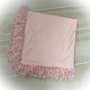 Baby Blanket Lace Ruffles, Minky Ruffled Baby Blanket