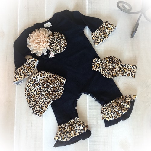 Newborn Girl Coming Home Outfit Leopard Ruffle Romper - Etsy