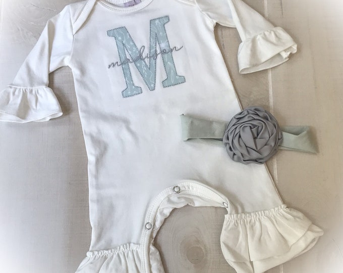 Personalized Newborn Girl Coming Home Gift, Personalized Baby Girl Romper