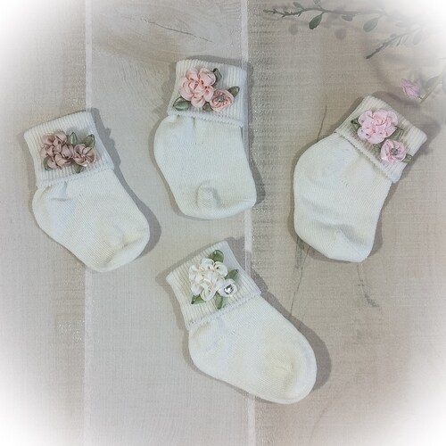 Baby Booties Newborn Socks Ivory Baby Girl Socks With Etsy