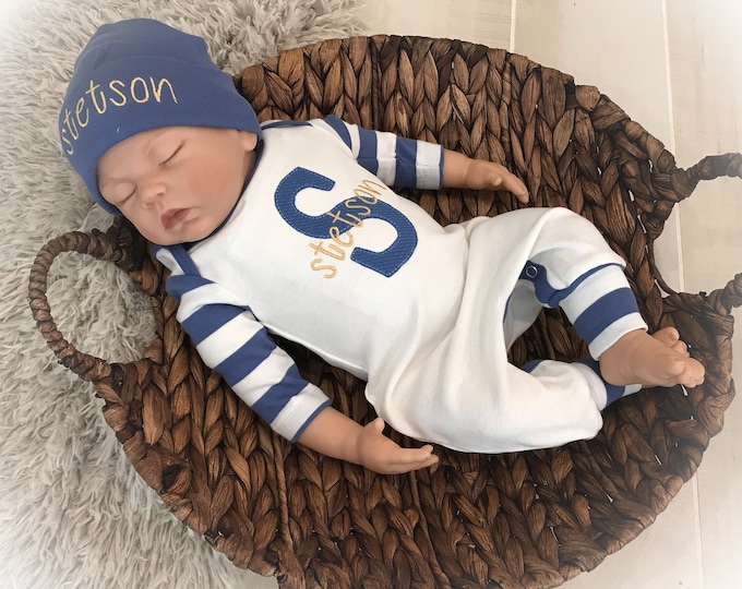 Personalized Boy Romper, Personalized Newborn Outfit, Boy Coming Home Romper