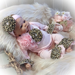 Baby Girl Coming Home Outfit, Unique Baby Gift, Newborn Ruffle Romper, Baby Girl Photo Outfit, Pink Leopard Romper