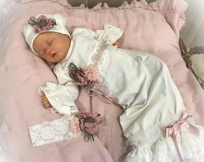 Newborn Girl Take Home Outfit, New Baby Gift, Lace Bring Home Gown