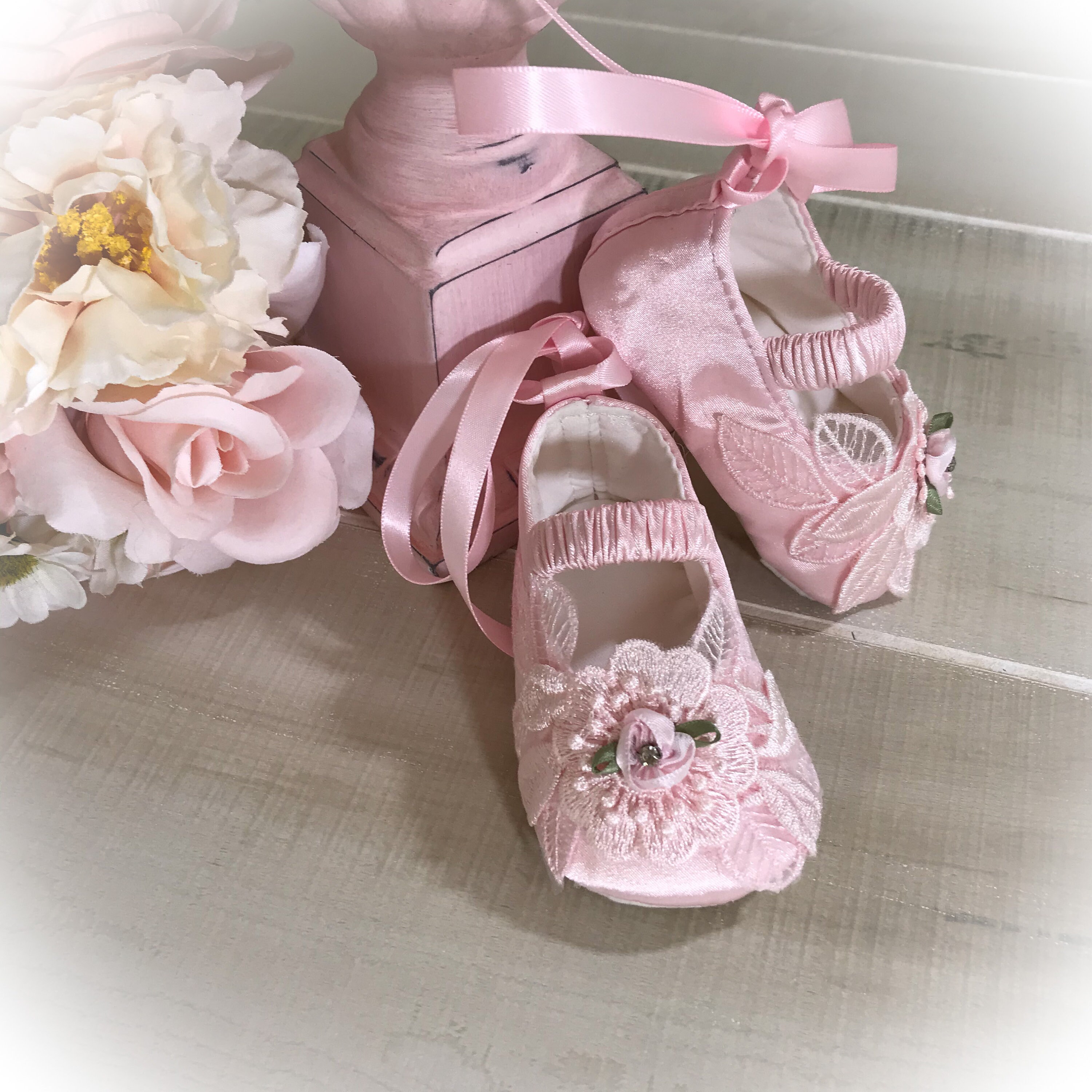 Baby Girl Shoes Christening Shoes Satin Baby Crib Shoes Etsy