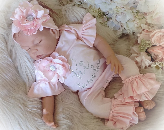 Newborn Girl Coming Home Outfit, Im New Here Newborn Ruffle Romper, Baby Girl Take Home Romper