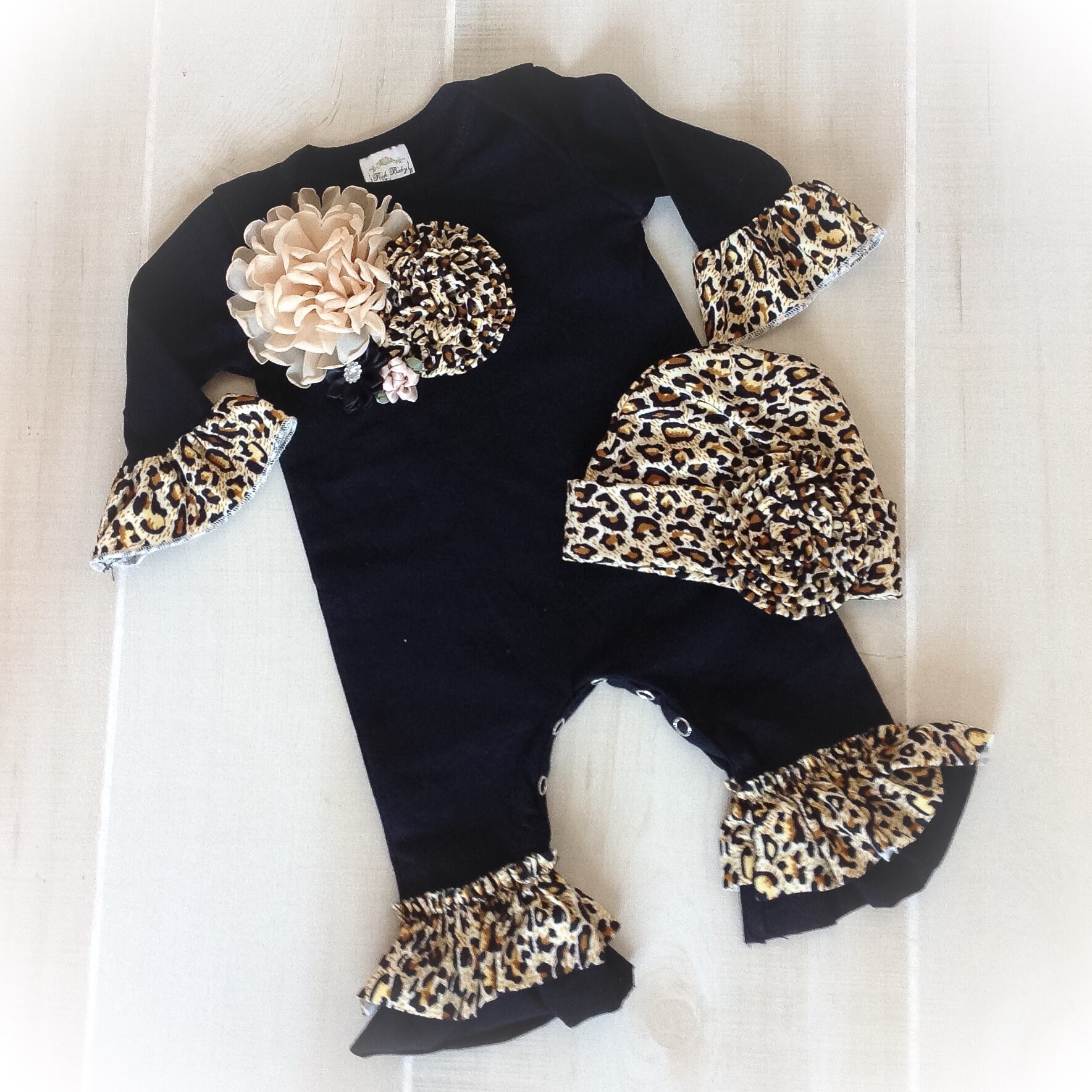Baby Girl Leopard Print Romper, Baby Girl Clothes, Leopard Print Baby