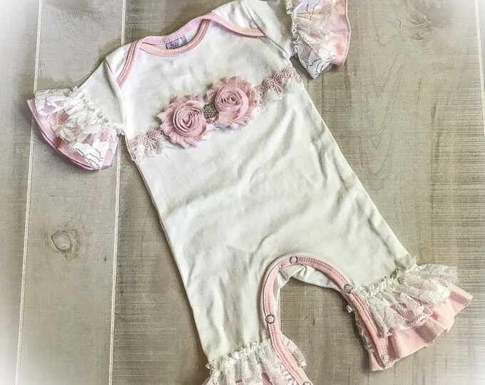 Newborn Girl Coming Home Outfit, Newborn Ruffle Romper, Baby Girl Take Home Romper