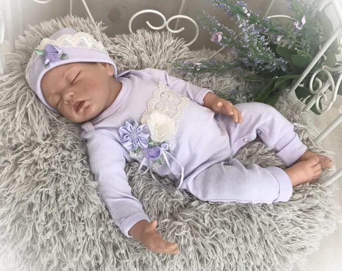 Newborn Girl Coming Home Lavender Outfit, Purple Baby Romper, Baby Shower Gift