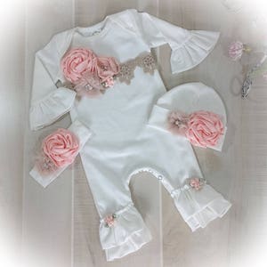 Baby Girl Coming Home Outfit, Baby Girl Go Home, Newborn Ruffle Romper